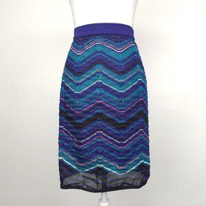 M MISSONI Zigzag Patterned Multicolored Knit Pencil Skirt